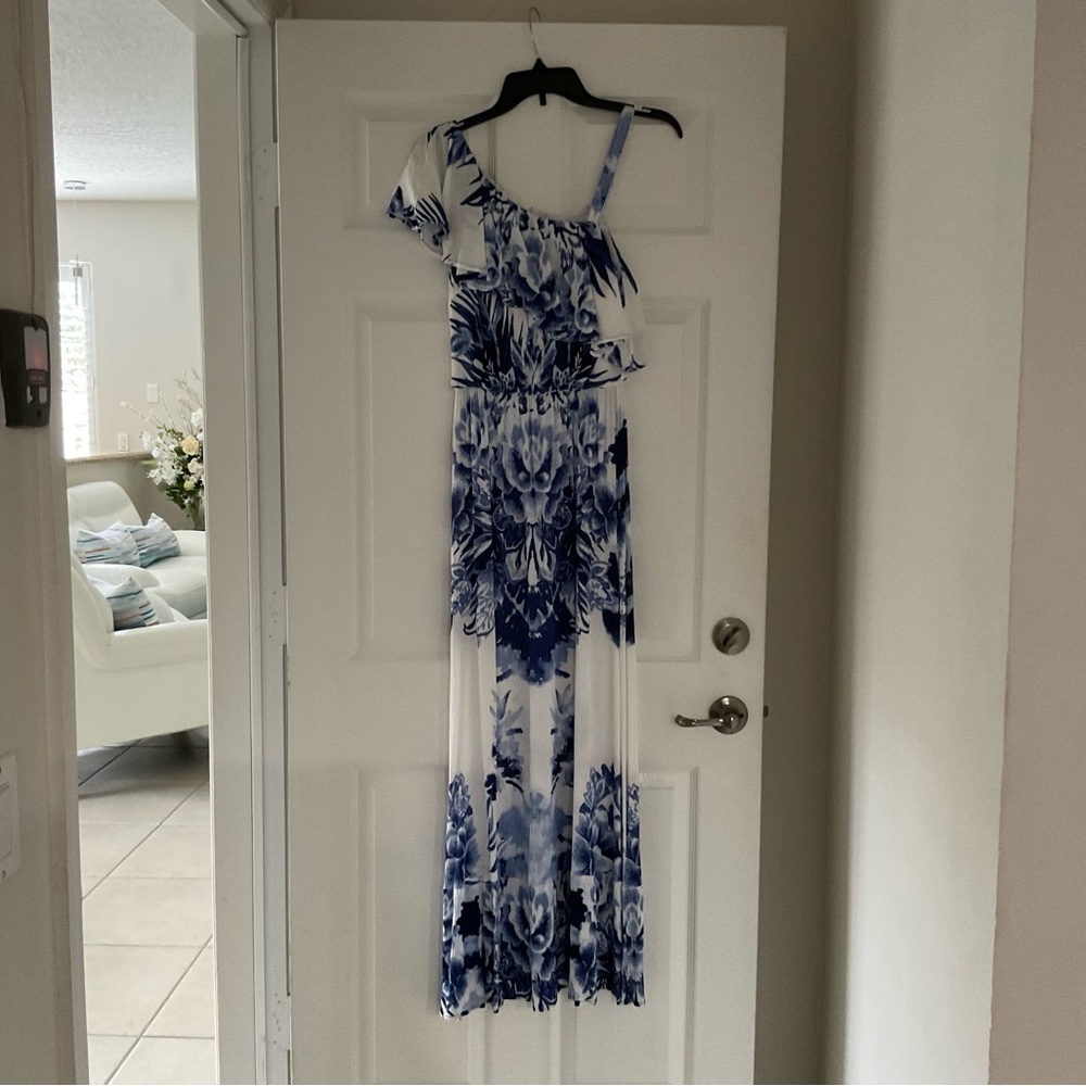 INCbBlue and White Floral Maxi Dress